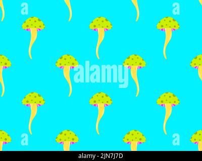 Psychedelic mushrooms seamless pattern. Acid trip, colorful mushrooms in the style of the 80s. Design for posters, banners and promotional products. V Stock Vector