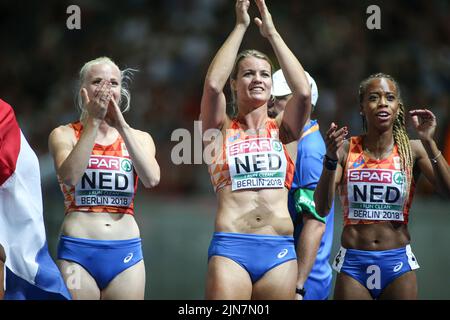 4x100 relay girls from the Netherlands at the European Athletics Championships in Berlin 2018. Stock Photo