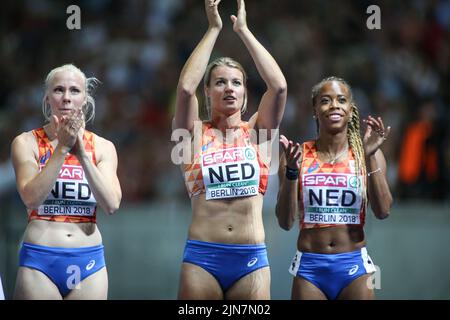 4x100 relay girls from the Netherlands at the European Athletics Championships in Berlin 2018. Stock Photo