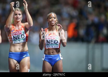 4x100 relay girls from the Netherlands at the European Athletics Championships in Berlin 2018. Stock Photo