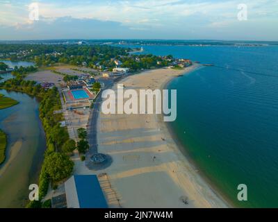 Ocean Beach aerial view in Ocean Beach Park at the mouth of Thames River in New London, Connecticut CT, USA. Stock Photo