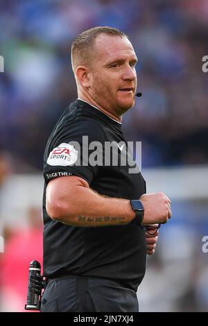 Cardiff, UK. 09th Aug, 2022. referee, Lee Swabey, during the game in Cardiff, United Kingdom on 8/9/2022. (Photo by Mike Jones/News Images/Sipa USA) Credit: Sipa USA/Alamy Live News Stock Photo