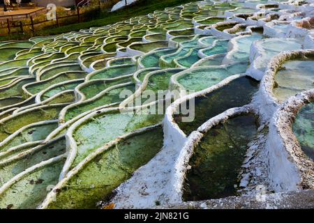 Terraced basins in Egerszalok thermal spring Stock Photo