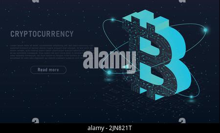Mining Bitcoin farm Stock Vector