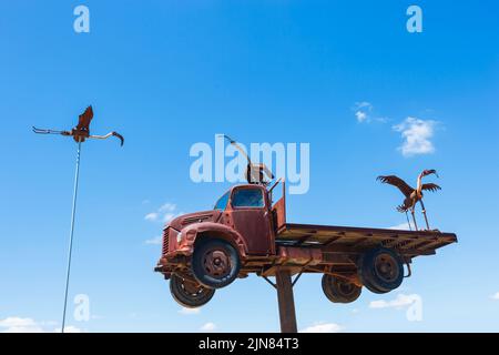 Art Installation Once Upon a Time by local artist Angus Wilson, Goondiwindi, Queensland, QLD, Australia Stock Photo