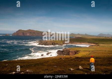 Dunmore Head promontory and most western point of Ireland on Dingle Peninsula. Stock Photo