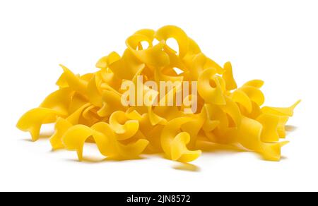 Small Egg Noodle Pile Cut Out on White. Stock Photo