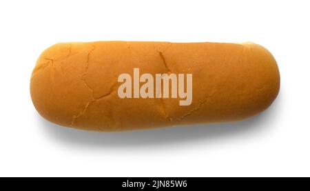 Hot Dog Bun Top View Cut Out on White. Stock Photo