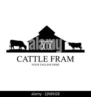 Premium quality Grass Cow Angus Farm Castle Logo Icon Vector Stock Vector