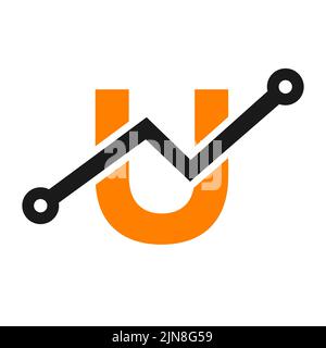 Digital Letter U Technology Icon Logo Design. Business, Investment, Financial Logo on Letter U Template Stock Vector