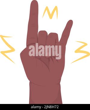 Rock music fan semi flat color vector hand gesture Stock Vector
