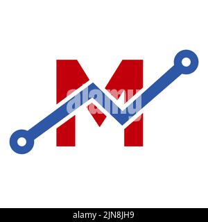 Digital Letter M Technology Icon Logo Design. Business, Investment, Financial Logo on Letter M Template Stock Vector