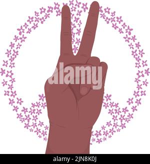 Peace semi flat color vector hand gesture Stock Vector