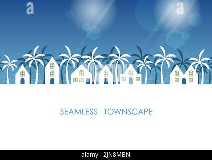 Seamless Townscape With Text Space, Vector Illustration. Horizontally Repeatable. Stock Vector