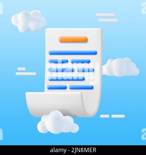 3D White Receipt in Clouds Stock Vector