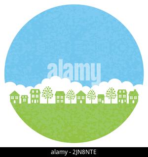 Round Townscape Background Isolated On A White Background. Vector Illustration. Stock Vector