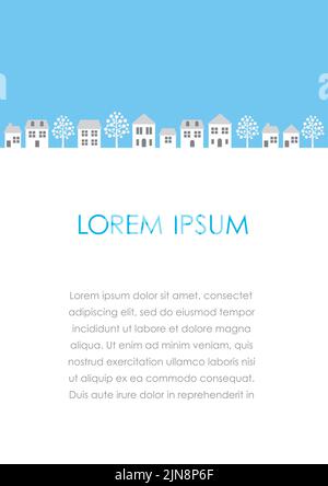 Vector Townscape Illustration With Text Space Isolated On A White Background. Stock Vector
