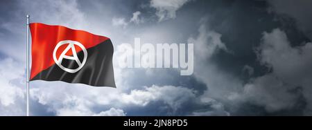 Anarchy flag on a cloudy sky, three dimensional render Stock Photo