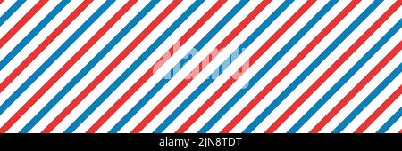 Airmail seamless pattern with diagonal blue and red stripes. Air mail classic retro pattern. Vector illustration on white background Stock Vector