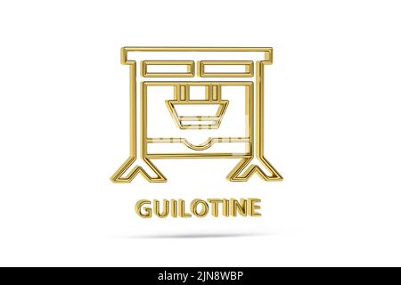 Golden 3d guillotine icon isolated on white background - 3D render Stock Photo