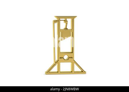 Golden 3d guillotine icon isolated on white background - 3D render ...