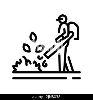 Leaf blower cleaning color line icon. Garden service. Editable stroke. Stock Vector