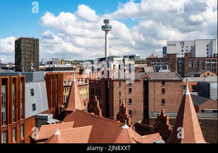 Looking out over the Liverpool rooftops at the Radio City 96.7 Tower Stock Photo