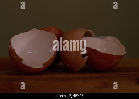 Two egg shells broken in half Stock Photo