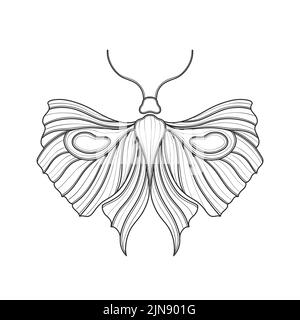 Art nouveau style basic butterfly element. 1920-1930 years vintage design. Symbol motif design. Isolated on white. Stock Vector