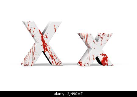 Bloody letter - three dimensional uppercase and lowercase letter with texture from blood on white background - 3d render Stock Photo