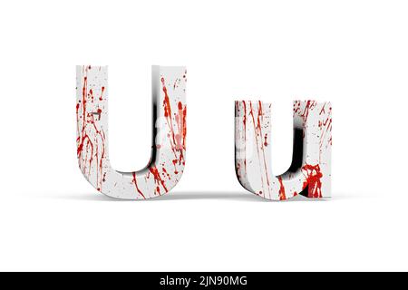 Bloody letter - three dimensional uppercase and lowercase letter with texture from blood on white background - 3d render Stock Photo