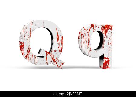 Bloody letter - three dimensional uppercase and lowercase letter with texture from blood on white background - 3d render Stock Photo