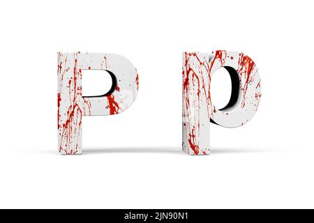 Bloody letter - three dimensional uppercase and lowercase letter with texture from blood on white background - 3d render Stock Photo