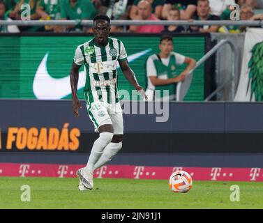 Fortune Bassey of Ferencvarosi TC battles for the ball in the air News  Photo - Getty Images