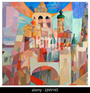Original composition ion the theme of Russia- vector illustration (Ideal for printing on fabric or paper, poster or wallpaper, house decoration) Stock Vector