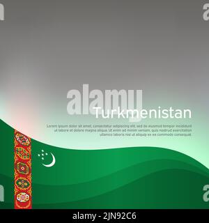 Abstract waving Turkmenistan flag. State patriotic turkmen cover, flyer. Creative background for turkmenistan patriotic holiday card design. National Stock Vector