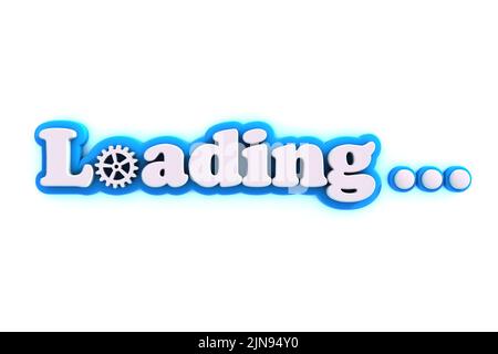 3d rendering creative blue loading bar with gear isolated on white background. Stock Photo