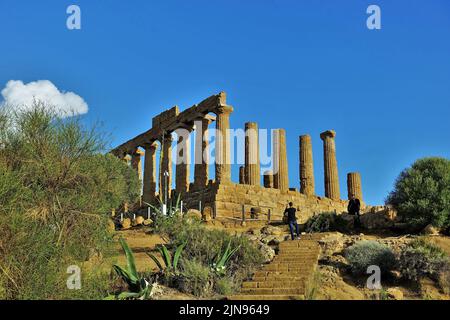 Hera Lacinia Temple, Valley of Temples, Agrigento, Sicily, Italy, Europe Stock Photo