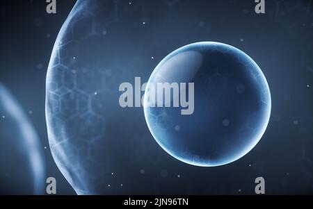 Biological cell with thin film, 3d rendering. Computer digital drawing ...