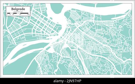 Belgrade Serbia City Map in Retro Style. Outline Map. Vector Illustration. Stock Vector