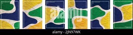 Brazil Independence Day theme color tone, hues crushed paper vertical background template frame. 7 September. 6 color collection Set. User interface Stock Vector
