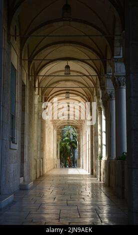 Beautiful corridors at the Iconic YMCA building in Jerusalem, Israel. Stock Photo