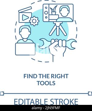 Find right tools turquoise concept icon Stock Vector