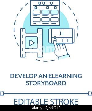 Develop eLearning storyboard turquoise concept icon Stock Vector