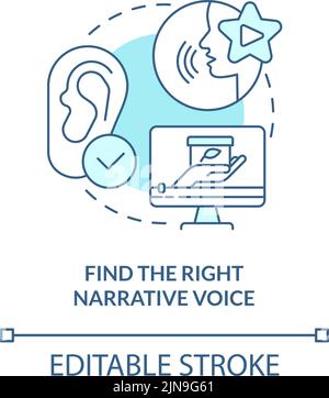 Find right narrative voice turquoise concept icon Stock Vector