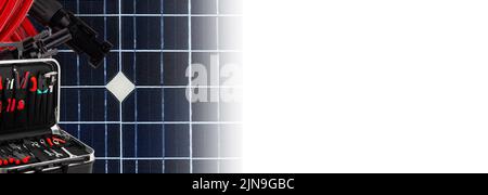 Installation service, solar panels. Conceptual image for banner. Stock Photo