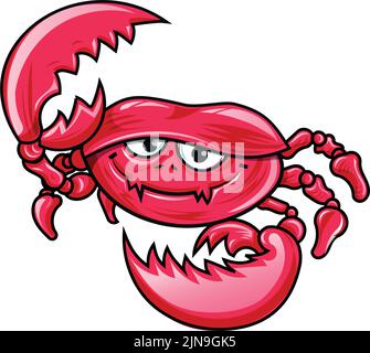 Cartoon smiling crab. isolated on white background Stock Vector