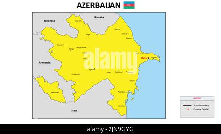 Azerbaijan Map. State and district map of Azerbaijan. Political map of Azerbaijan with the major district Stock Vector