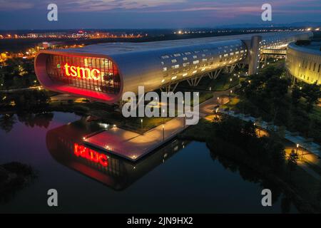 NANJING, CHINA - AUGUST 10, 2022 - An aerial photo shows a TSMC plant in Nanjing, Jiangsu Province, China, Aug 10, 2022. TSMC's July sales totaled NT Stock Photo