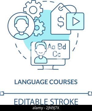 Language courses turquoise concept icon Stock Vector